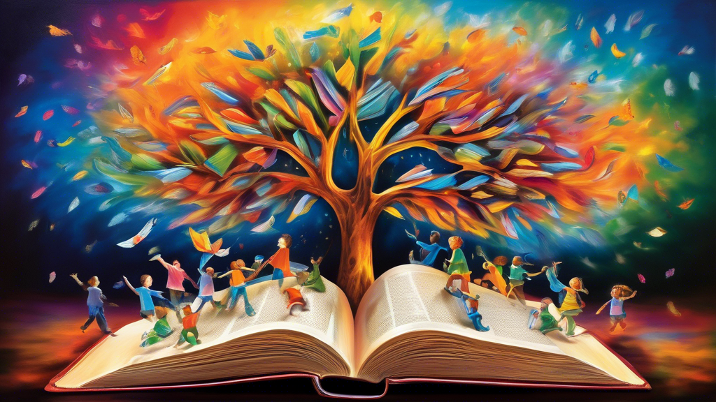 A vibrant and inspiring image representing the transformative power of literature and education in nurturing the human spirit, symbolizing the journey of e